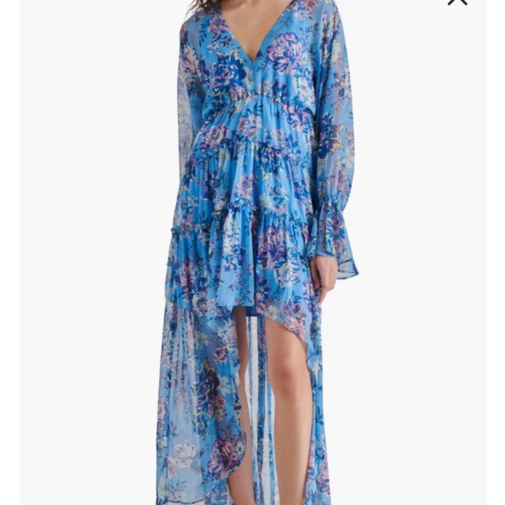 SOLD Steve Madden Blue Long Sleeve High Low Dress
